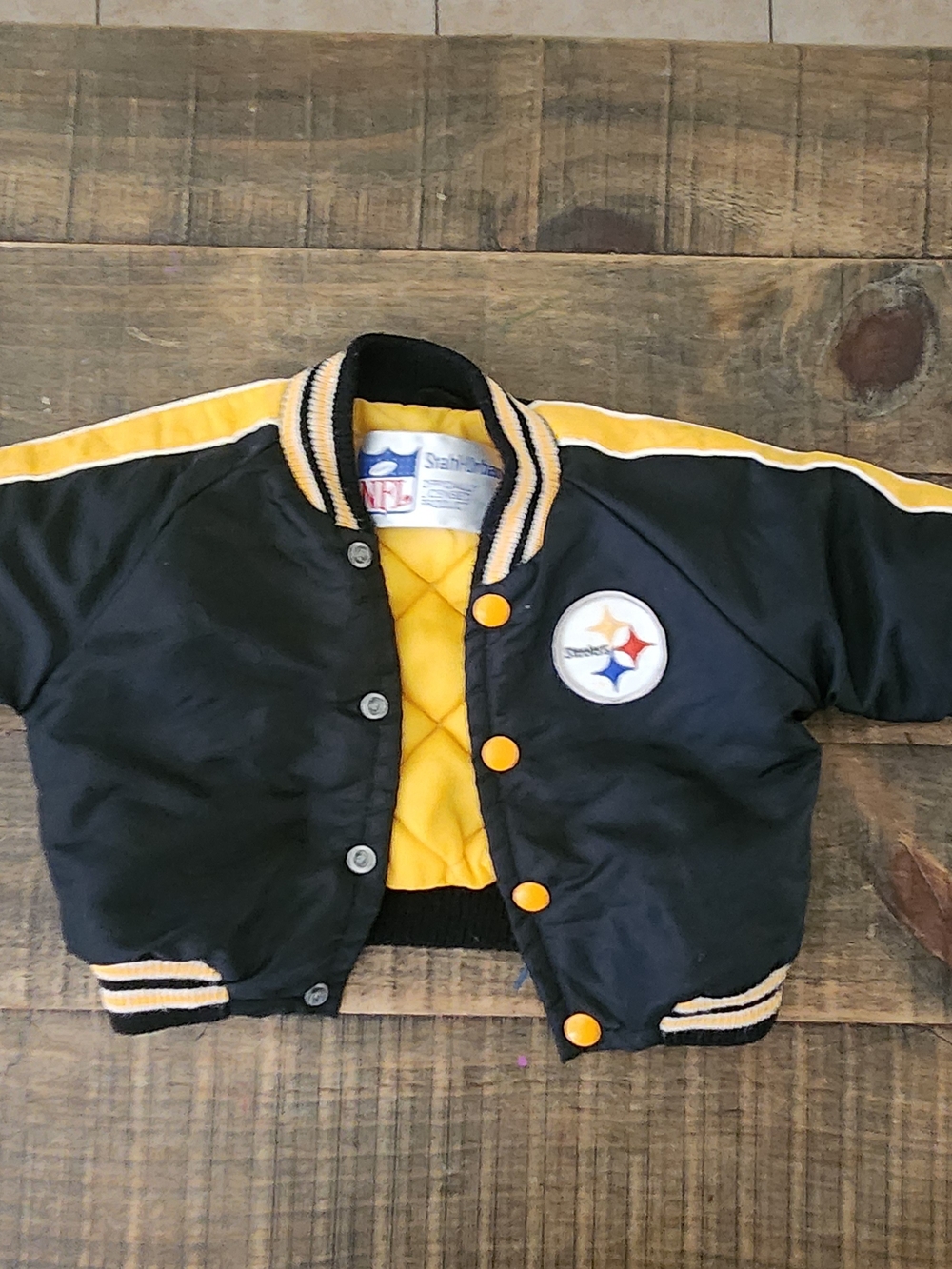 Pittsburgh Steelers Black & Gold Satin Baby Jacket